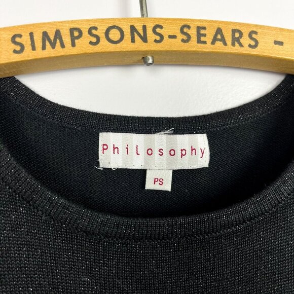 Philosophy Womens Black Shiny Metallic Fine Knit Tank Top Small - Picture 3 of 5